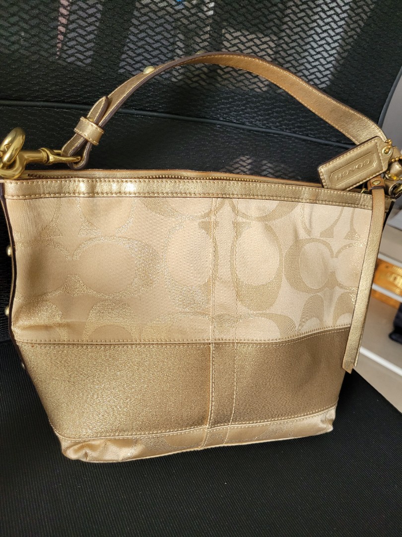 gold coach shoulder bag