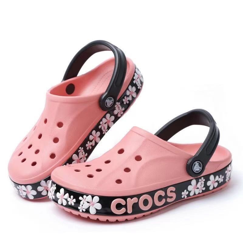 Pink and black crocs new arrivals