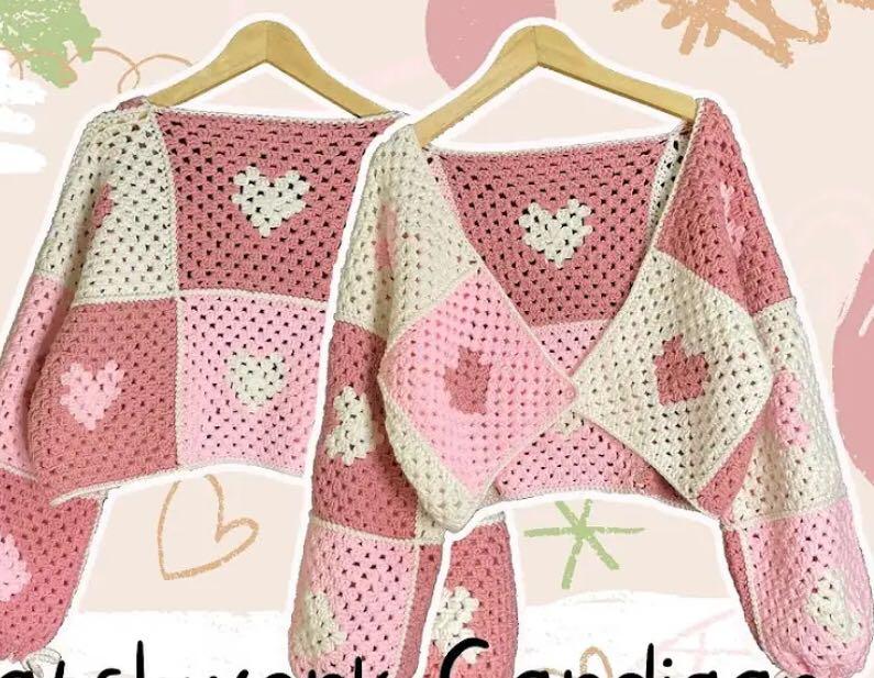 CUSTOM CROCHET HEART CARDIGAN, Women's 