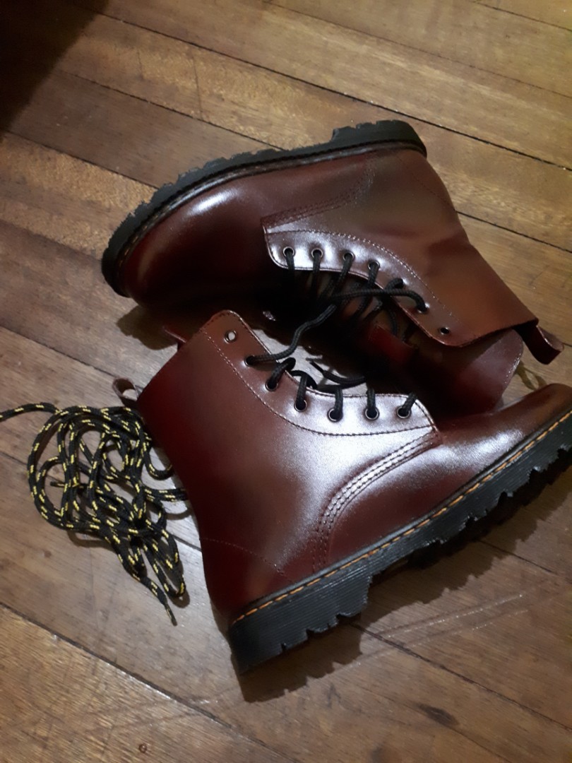 Dark red combat boots