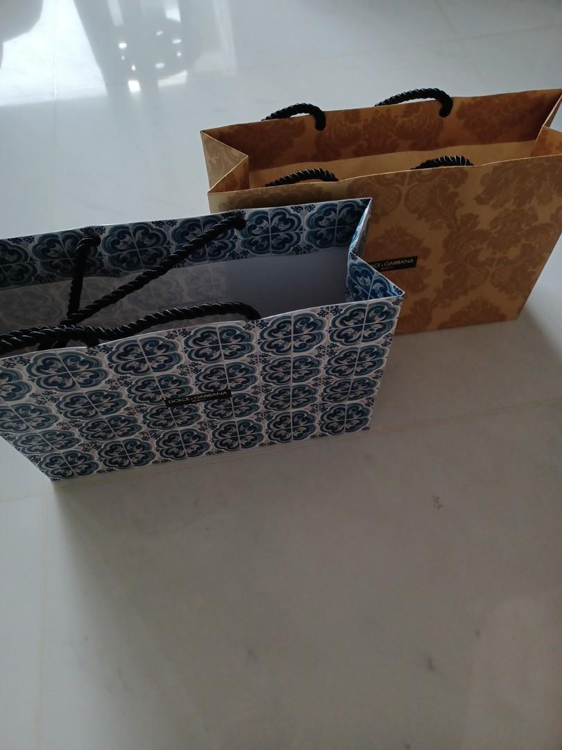 ?Unique Dolce & Gabbana Paper Bags, 2 pcs/blue moroccan design @$13 gold @  $12, Luxury, Accessories on Carousell