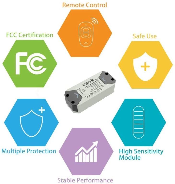 "eMylo Smart Relay Switch Wireless RF DC 12V Two 4Channel Remote