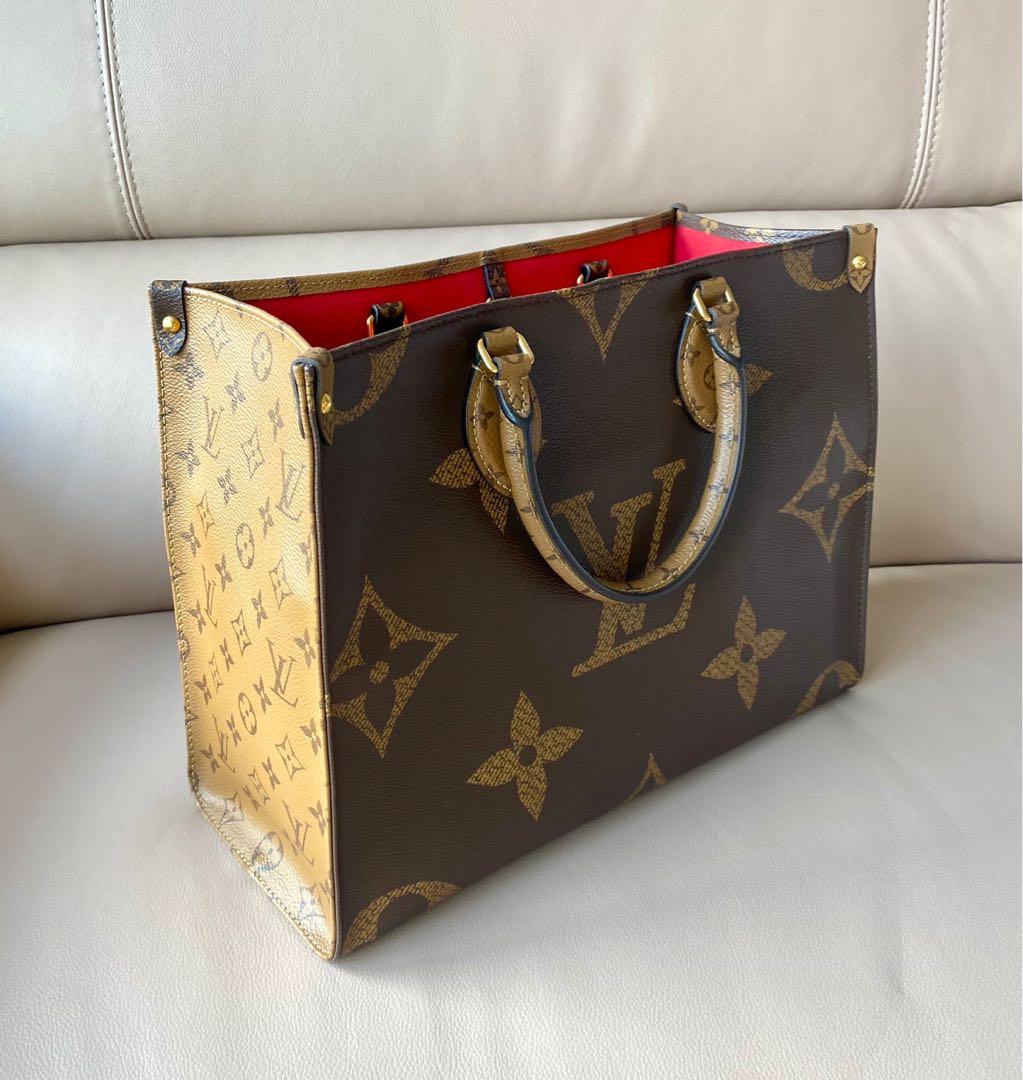 Louis Vuitton Onthego MM Cream/Saffron in Embossed Grained Cowhide