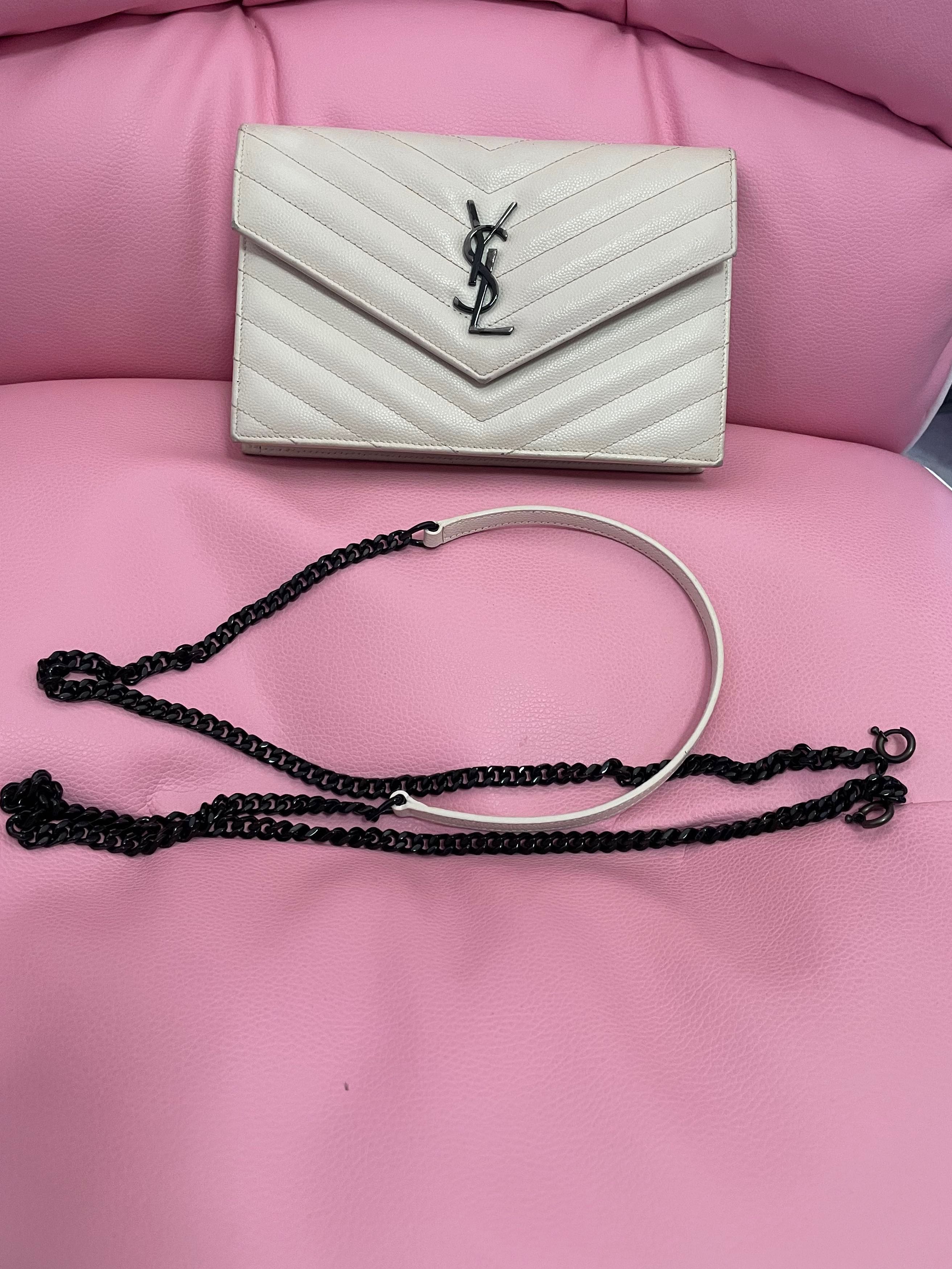 Further reduced YSL WOC MONOGRAM Dove white and black chain