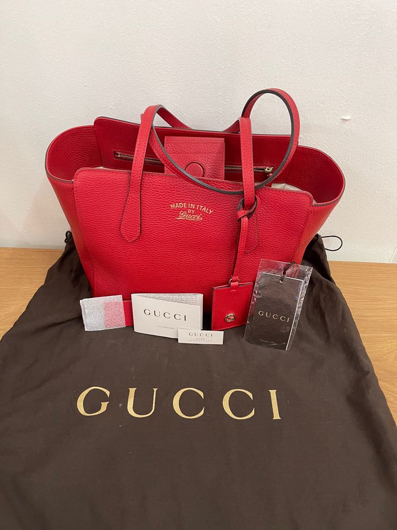 Gucci Swing Leather Tote Medium Luxury Bags Wallets on