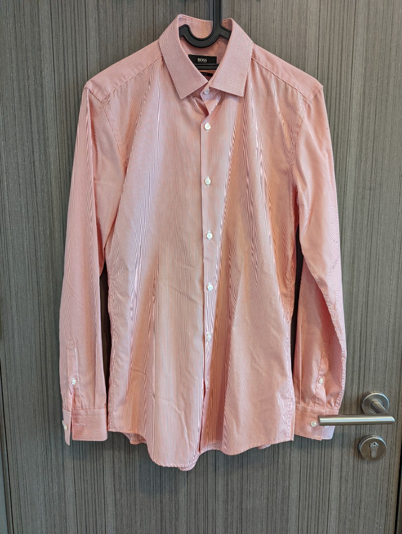 HUGO BOSS men red stripes shirt 