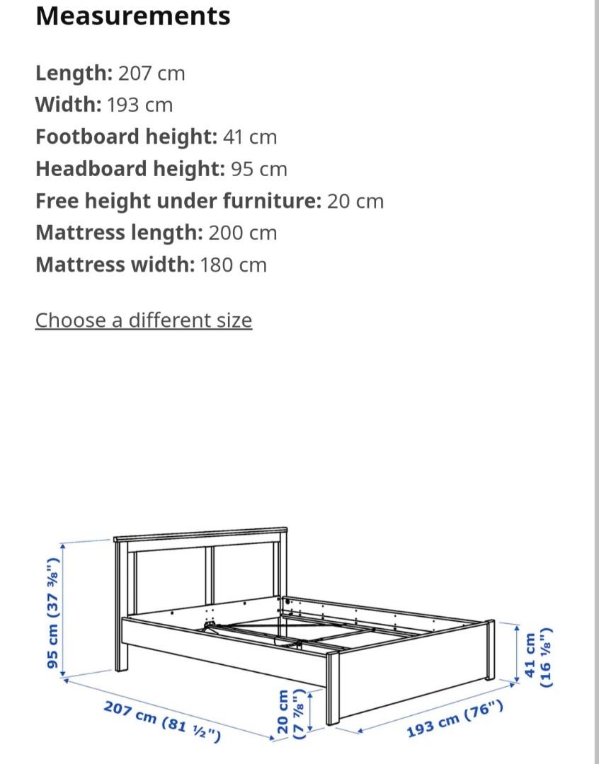 IKEA SONGESAND double bed frame, Furniture & Home Living, Furniture