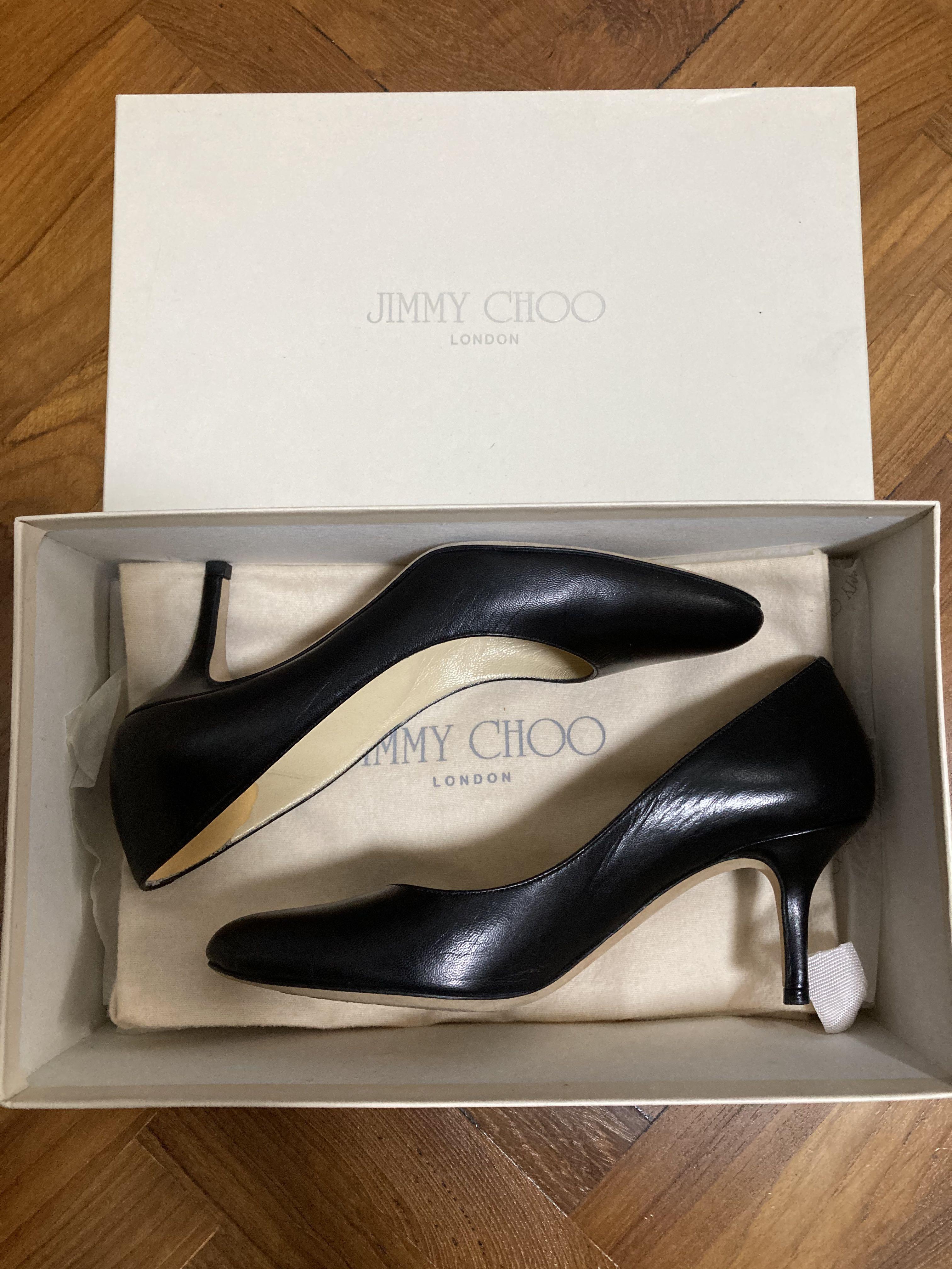 Jimmy Choo Black Irena Heels Pump 35, Women's Fashion, Footwear