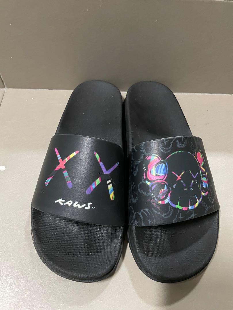Kaws Black Slipper Slides, Men's Fashion, Footwear, Flipflops and Slides on  Carousell