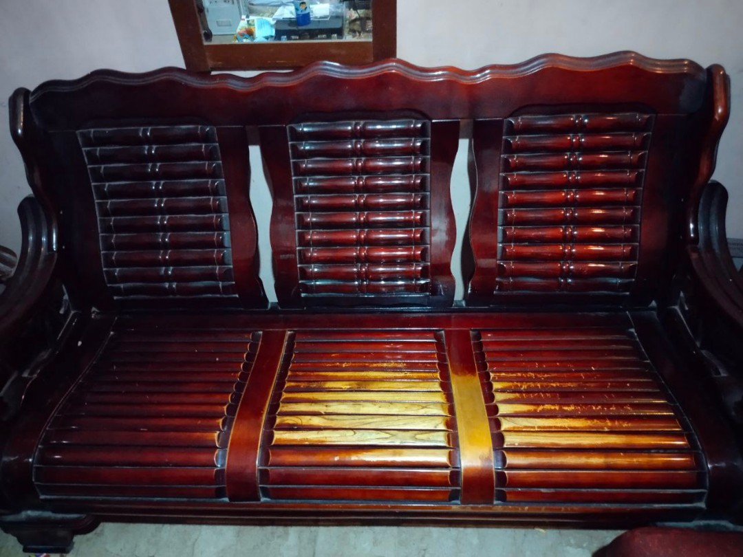 Malaysian wood 5seater sofa, Furniture & Home Living, Furniture, Sofas