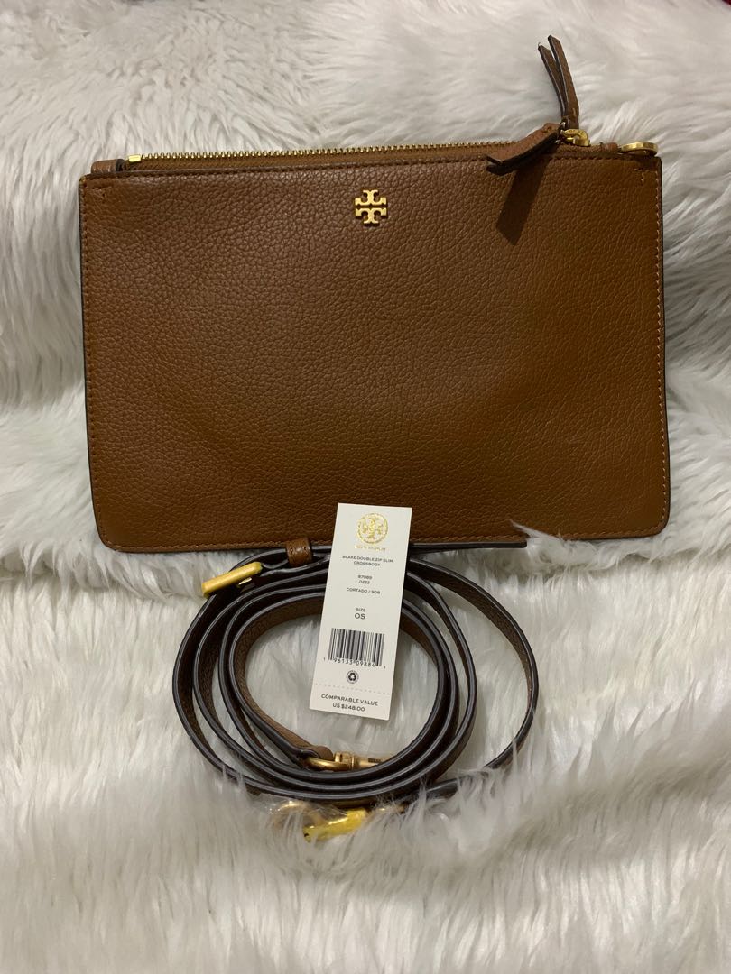 Original Tory Burch Blake Double Zip Slim Crossbody, Luxury, Bags