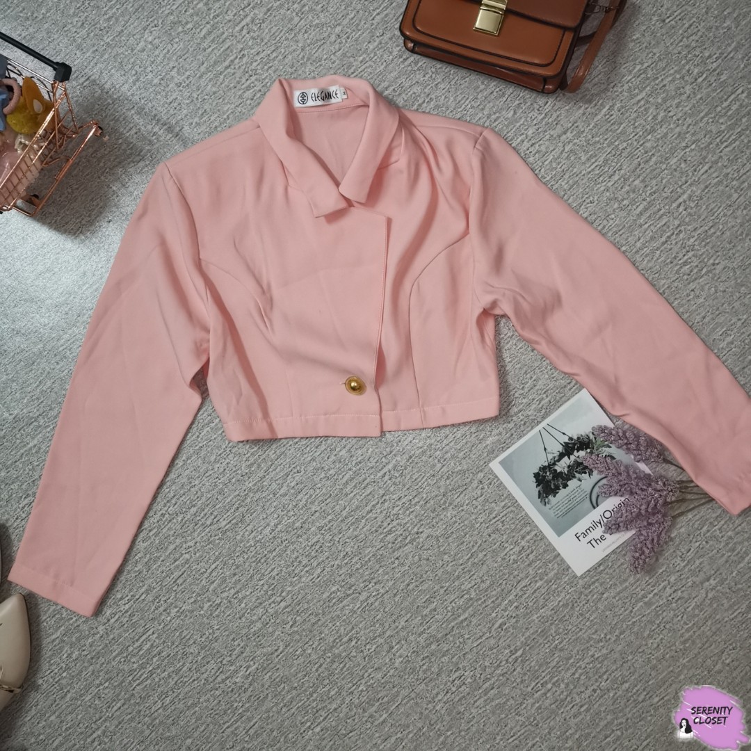 pale pink cropped blazer