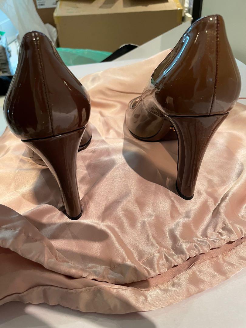 prada brown heels