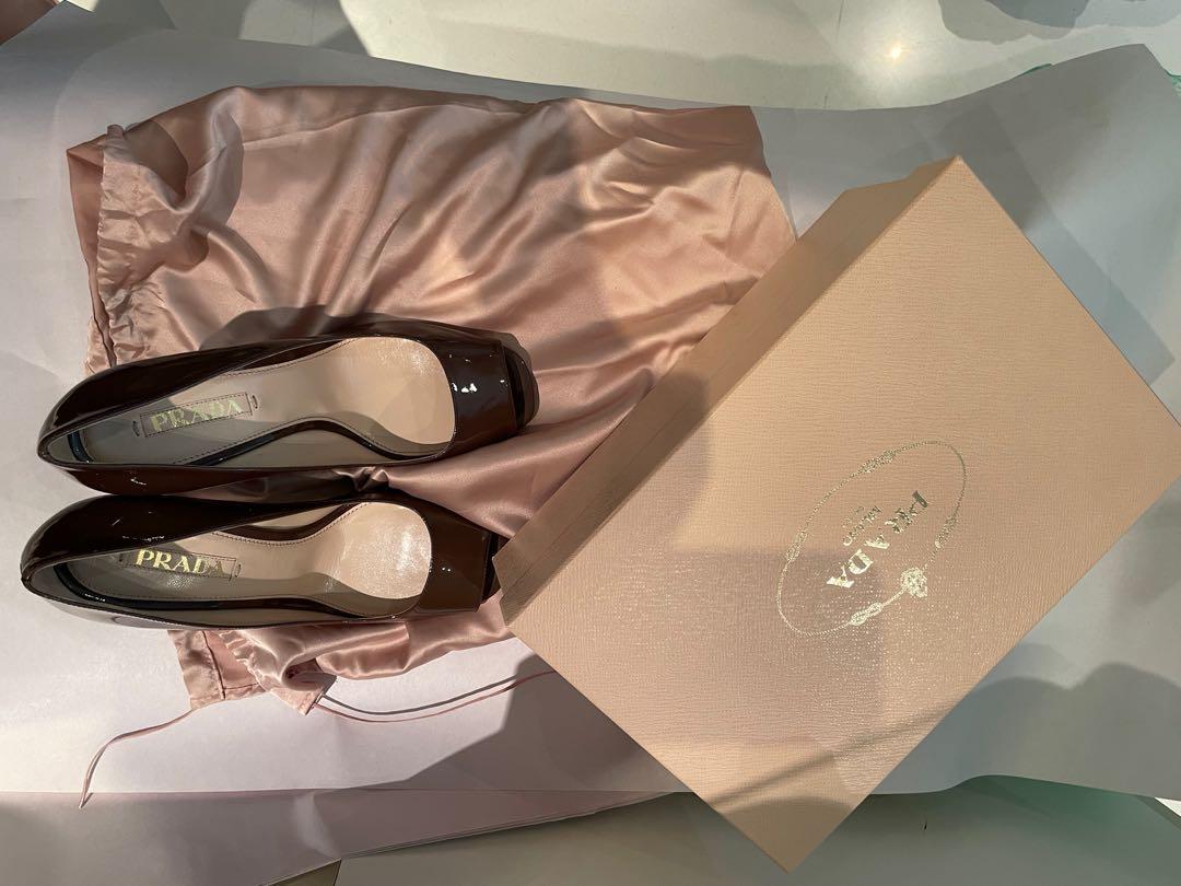 prada brown heels