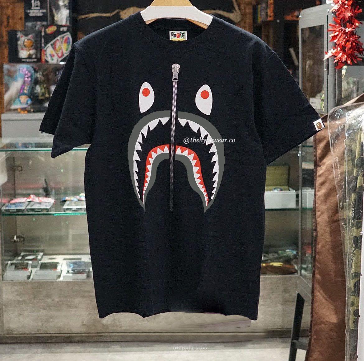 Bape black shark tee outlet
