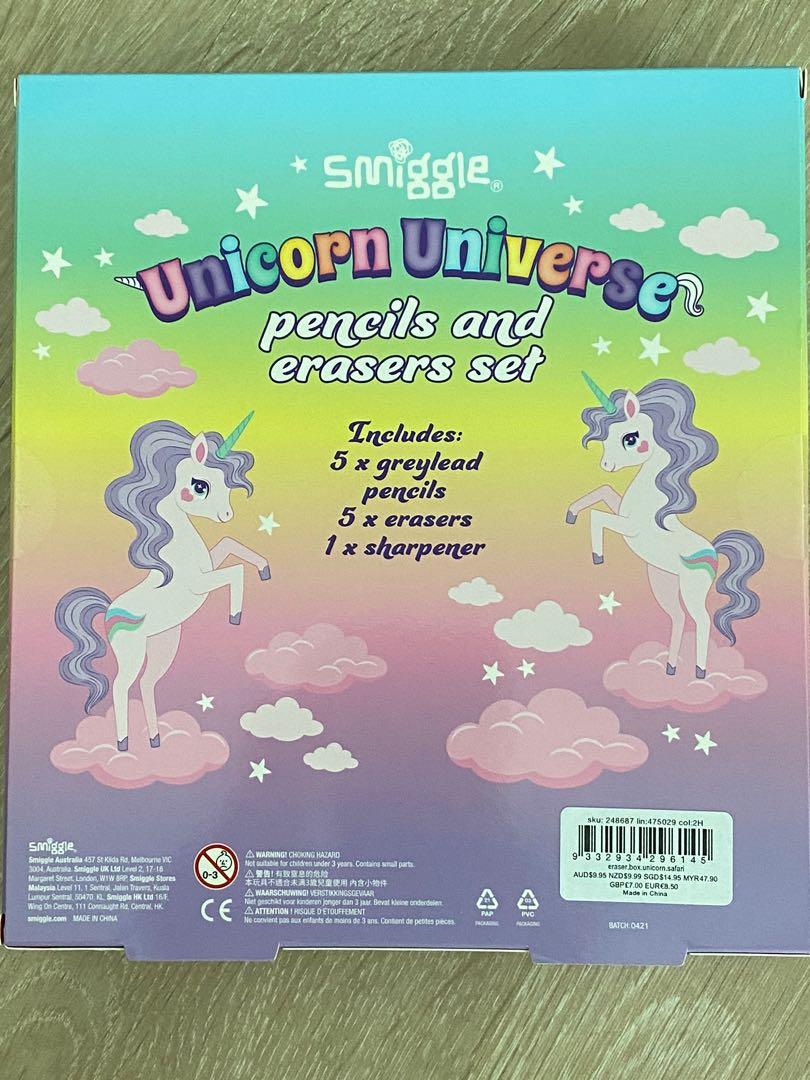 Smiggle Pencils and Erasers Set Unicorn, Hobbies & Toys, Stationery