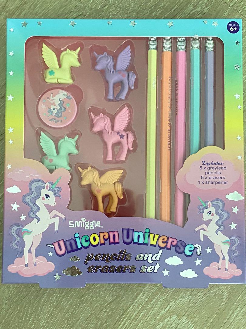 Smiggle Pencils and Erasers Set Unicorn, Hobbies & Toys, Stationery