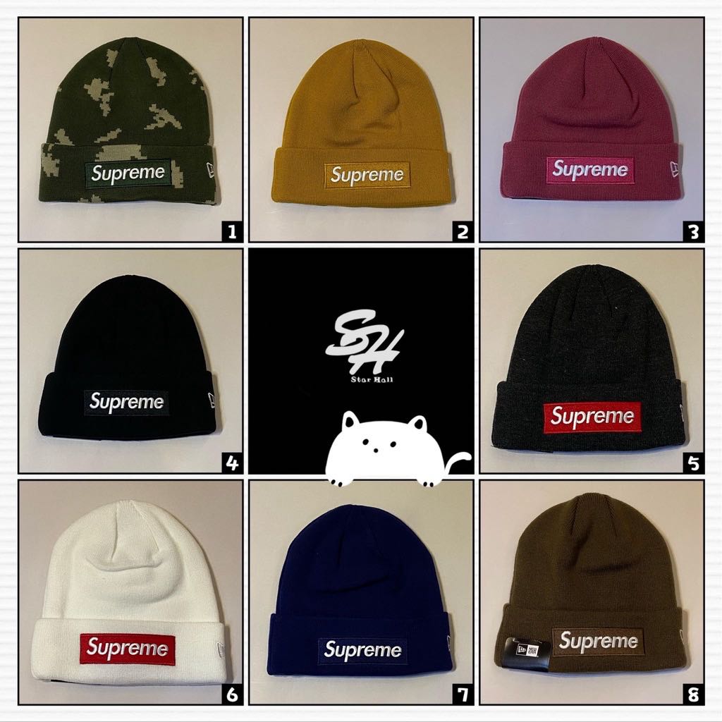 Supreme x New Era Box Logo Beanie 8色針織毛帽, 她的時尚, 手錶及