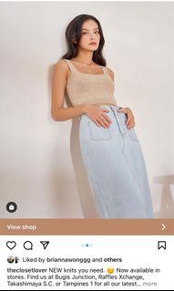 TCL the closet lover Juno cable knit crop top nude