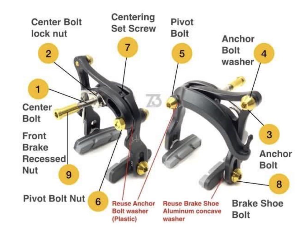 Titanium Brake Caliper Bolts Set V2.0 Brompton & Spring for Brompton