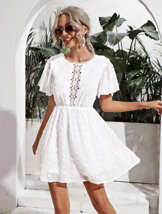 White beach sales dress with sleeves