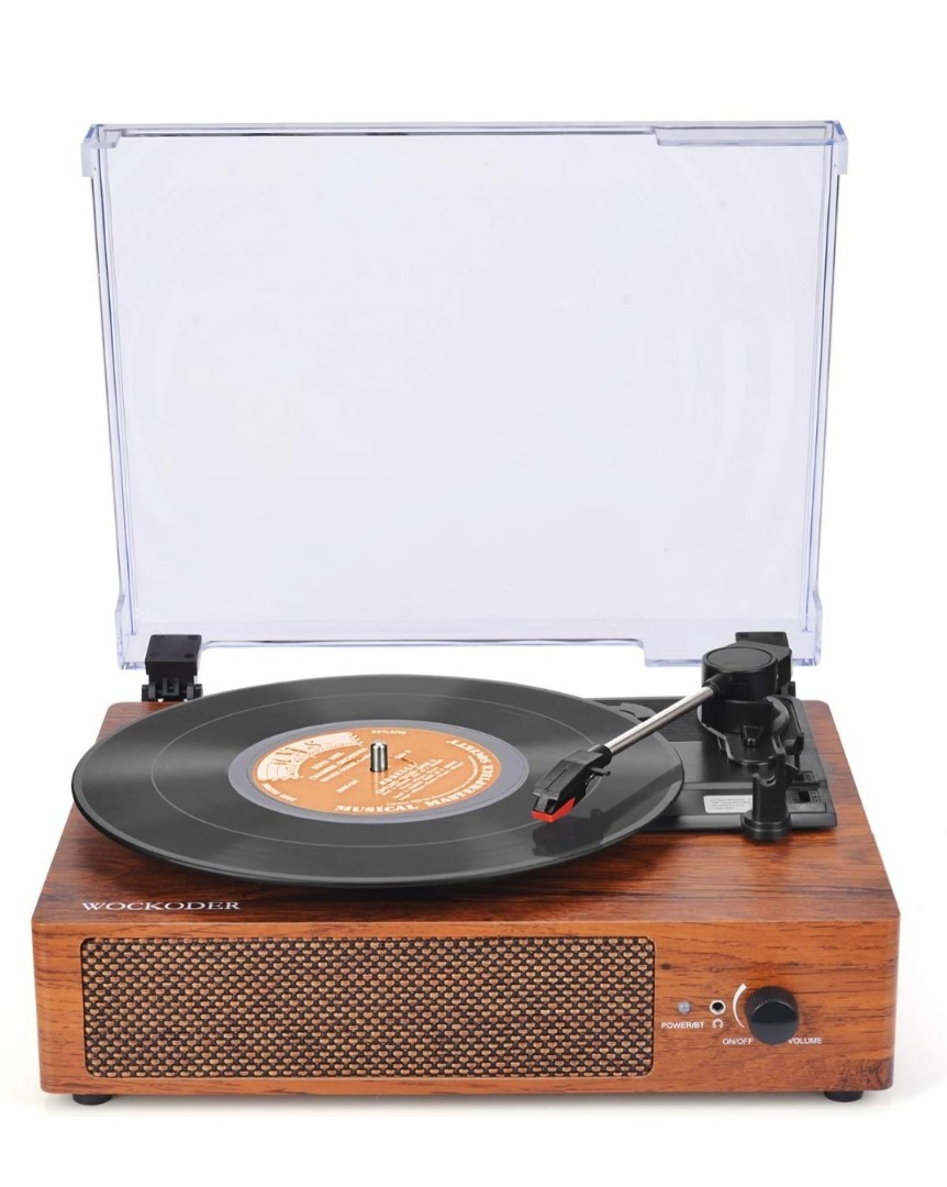 Wockoder Record Player Turntable Wireless Portable LP Phonograph with