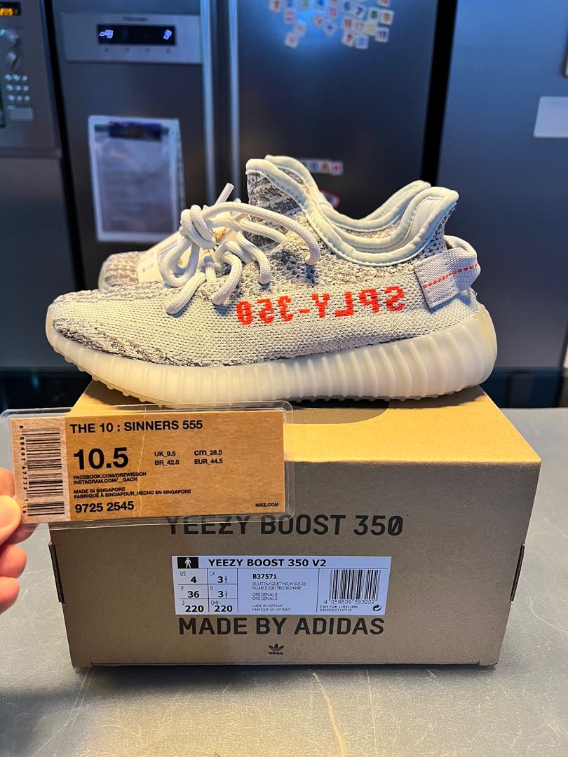 Yeezy 350 Blue Tint US4, Men's Fashion, Footwear, Sneakers on