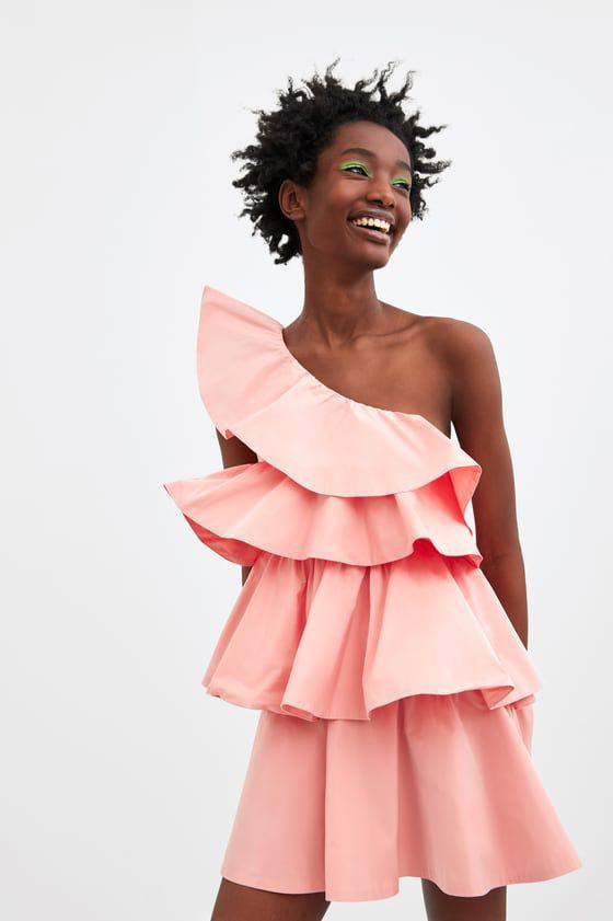 Zara pink outlet frill dress
