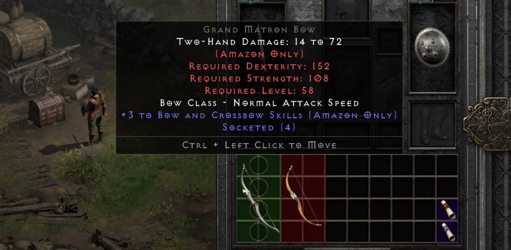 124 PC Diablo 2 Resurrected (D2R) 4 Sockets +3 Grand Matron Bow