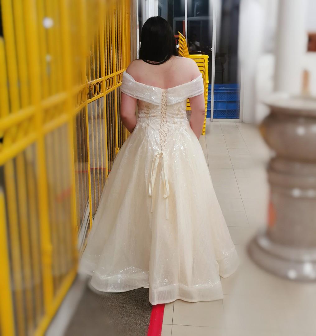 3XL 4XL Plus Size Off Shoulder Sleeves A Line Bridal Wedding
