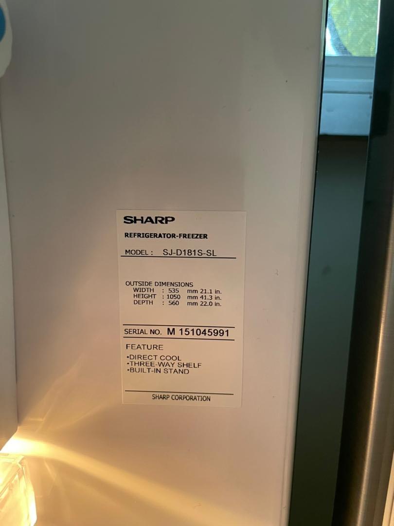 Sharp Refrigerator (5 stars rating), TV & Home Appliances, Kitchen