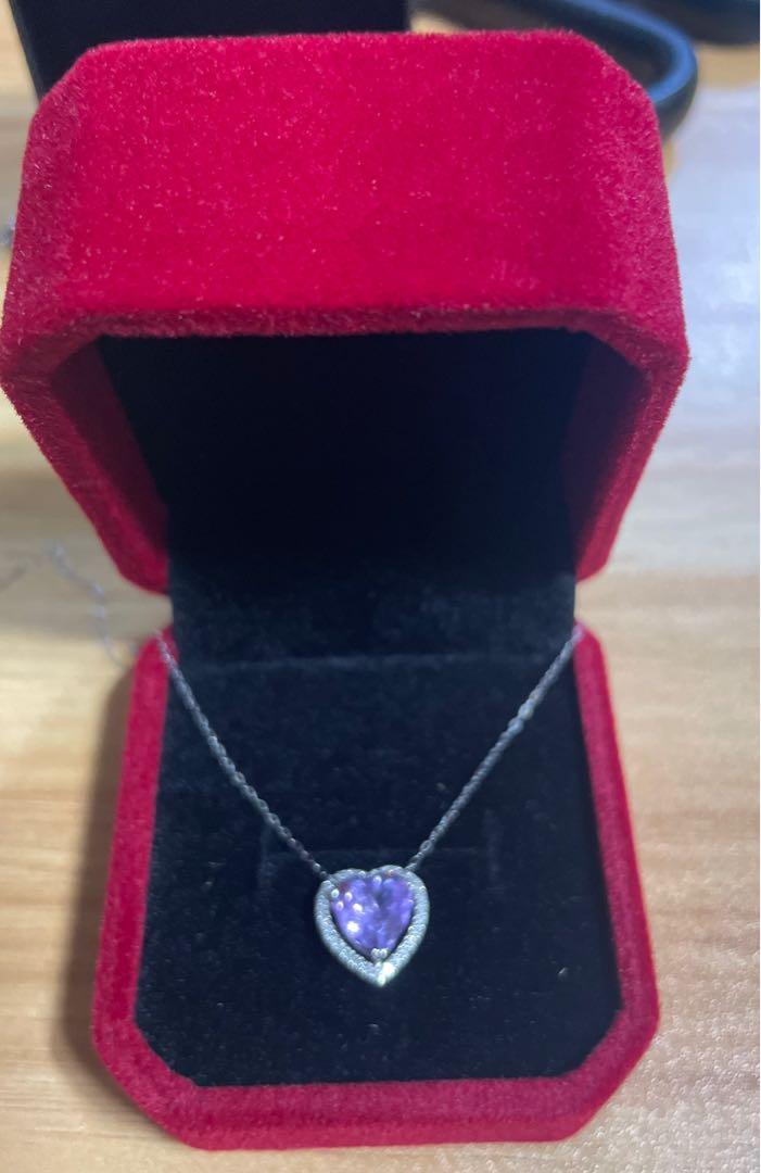 SALE ! AMETHYST with DIAMOND NECKLACE (Category: Necklaces) located in Paranaque City. Submitted by iluvcongee (Listing ID 1133319976, Image 1). Description: Gemstone Amerhyst Heart Necklace Round Brilliant Cut 0.08 diamonds in 18k white gold with certificate of authenticity .