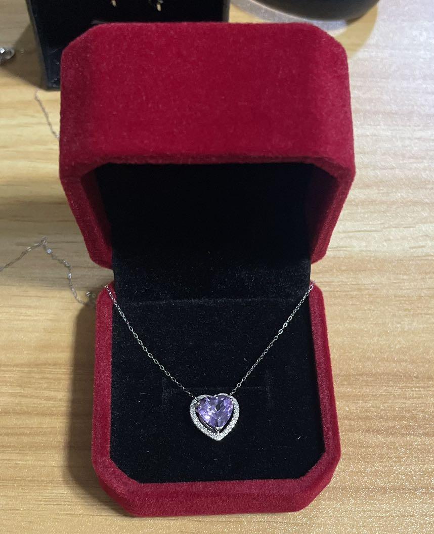 SALE ! AMETHYST with DIAMOND NECKLACE (Category: Necklaces) located in Paranaque City. Submitted by iluvcongee (Listing ID 1133319976, Image 2). Description: Gemstone Amerhyst Heart Necklace Round Brilliant Cut 0.08 diamonds in 18k white gold with certificate of authenticity .