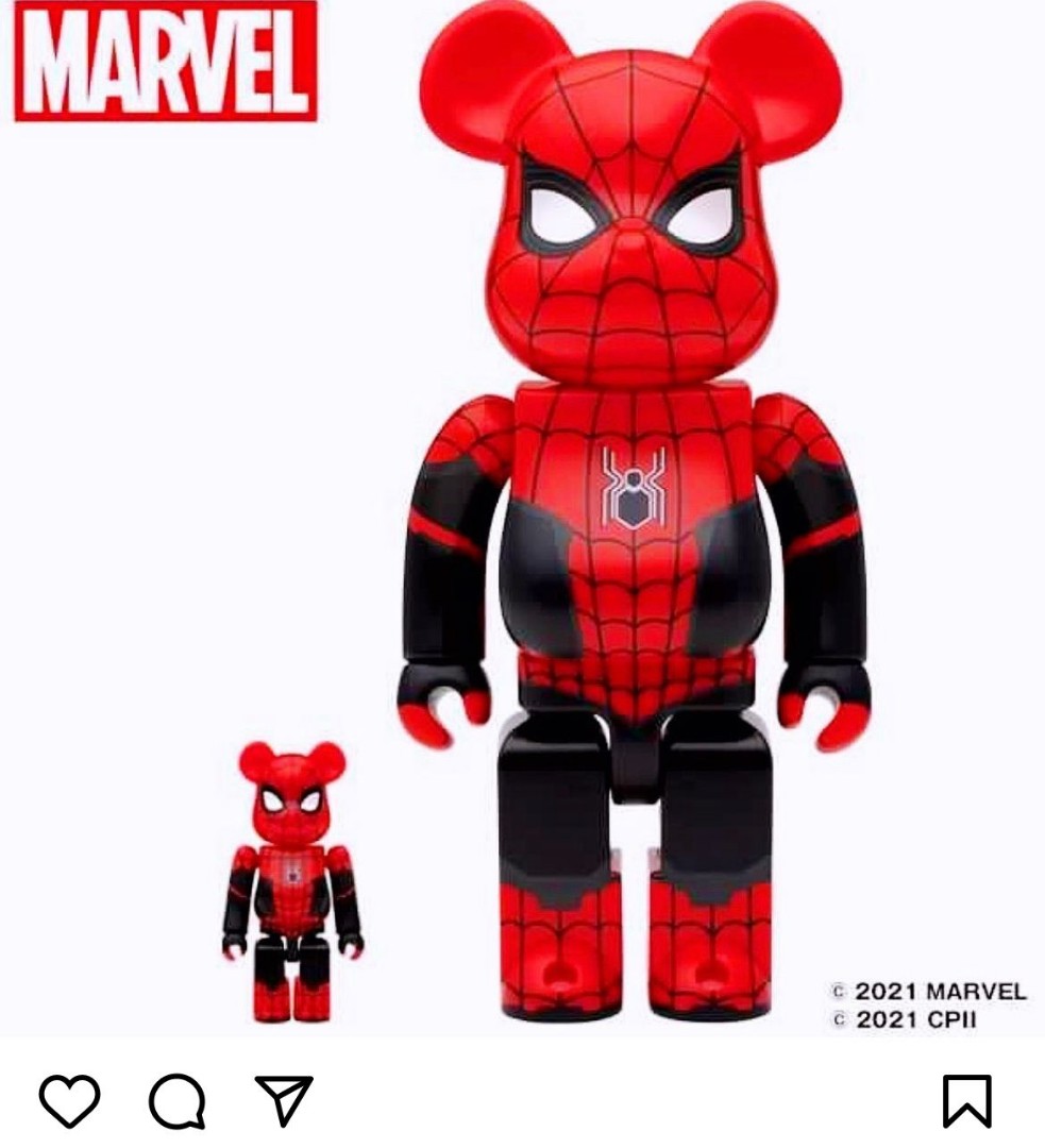 BEARBRICK SPIDER-MAN UPGRADED SUIT 400% & 100%, 興趣及遊戲, 玩具