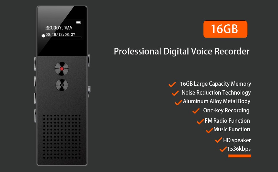 [BNIB] Mibao (V100) 16GB Digital Voice Recorder, Professional