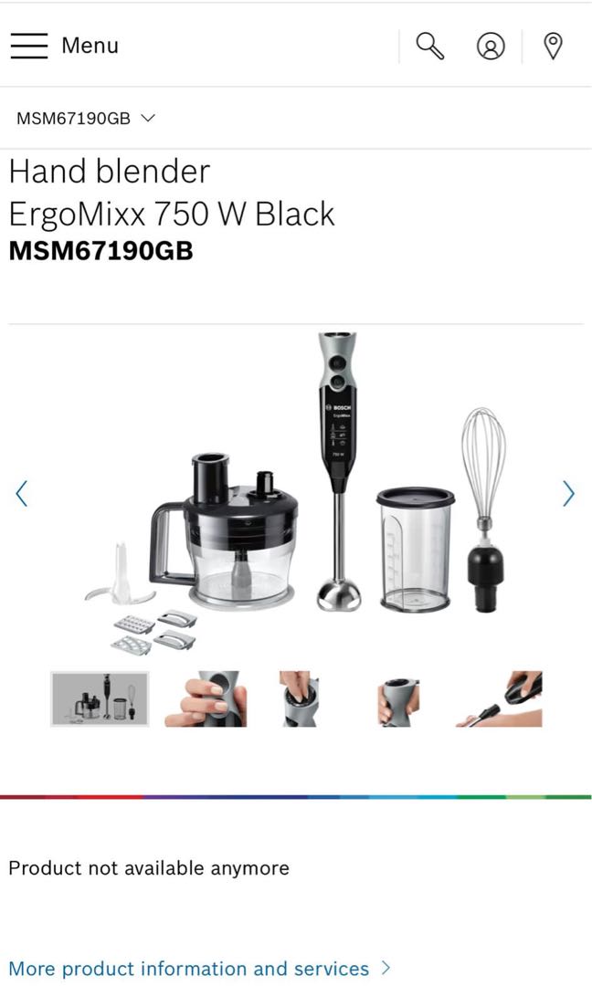 Bosch Hand blender ErgoMixx 750 W Black 