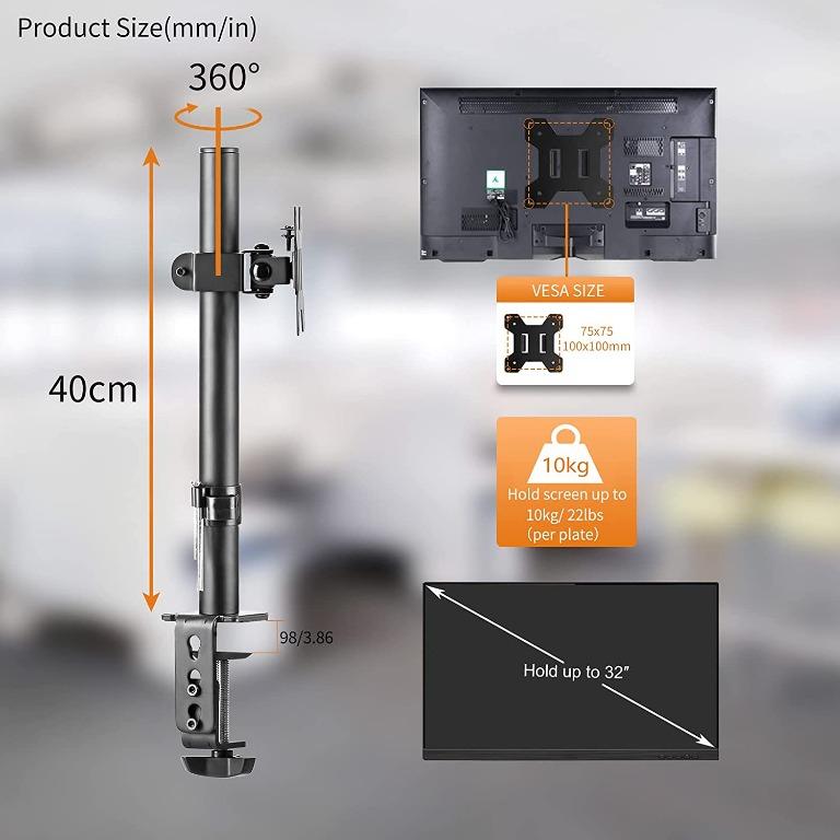 thumbnail image 2 of Bracwiser Single Monitor Arm Stand - Fully Adjustable Standing Height Up To 800mm, VESA 75/100 2 of 13