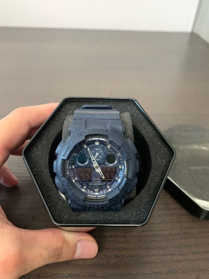 Casio G Shock Analog Digital Cracked Pattern Sport Watch GA 100CG 2A