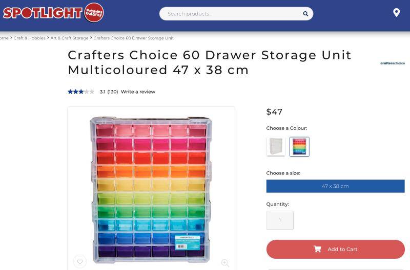 Crafter’s 60-drawer Storage Unit, Hobbies & Toys, Stationery & Craft ...
