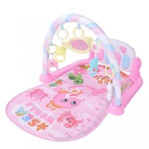 DELLY N-0305P Baby KID Gym Music Play Mat Tapis Puzzles Educational Rack Toys Piano Keyboard Infant Fitness Carpet Gift – PINK