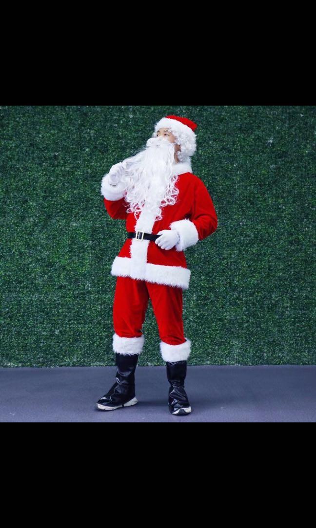 Santa Claus outfit costume to rent Adult size gold velvet Christmas hat stage performance costume Christmas costume seven piece suit