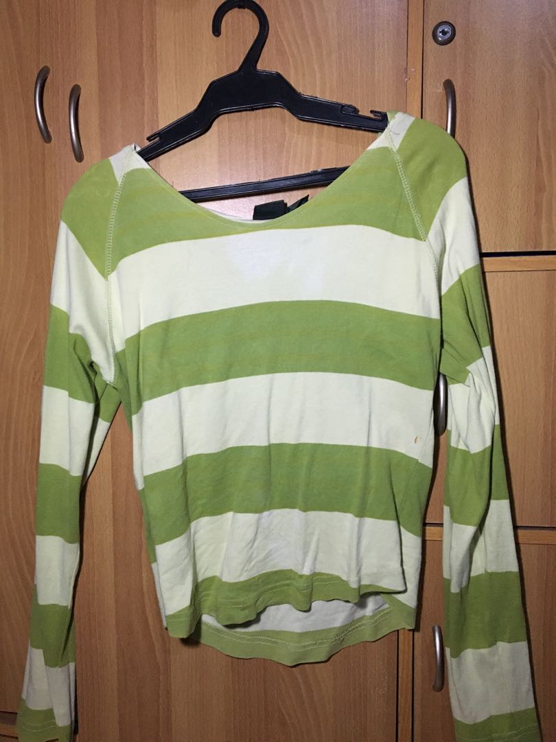 Green stripes longsleeves, Women's 