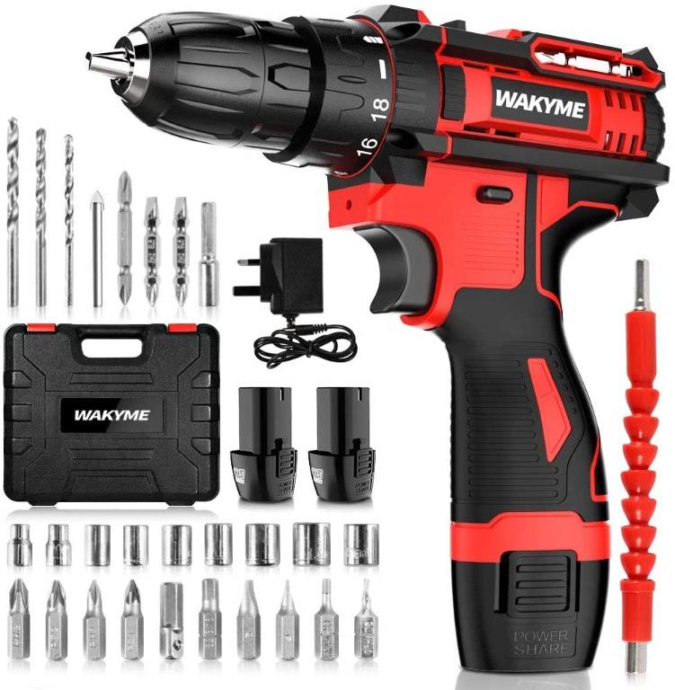 10mm Keyless Clutch with LED Light Combi Kit Cordless Combi Drill Power Compact Drill Heavy Duty 2-Speed 21V 1PCS 1500mAh Li-Ion Rechargeable Batter 45 Nm 18+1 Torque Drill Electric Screwdriver
