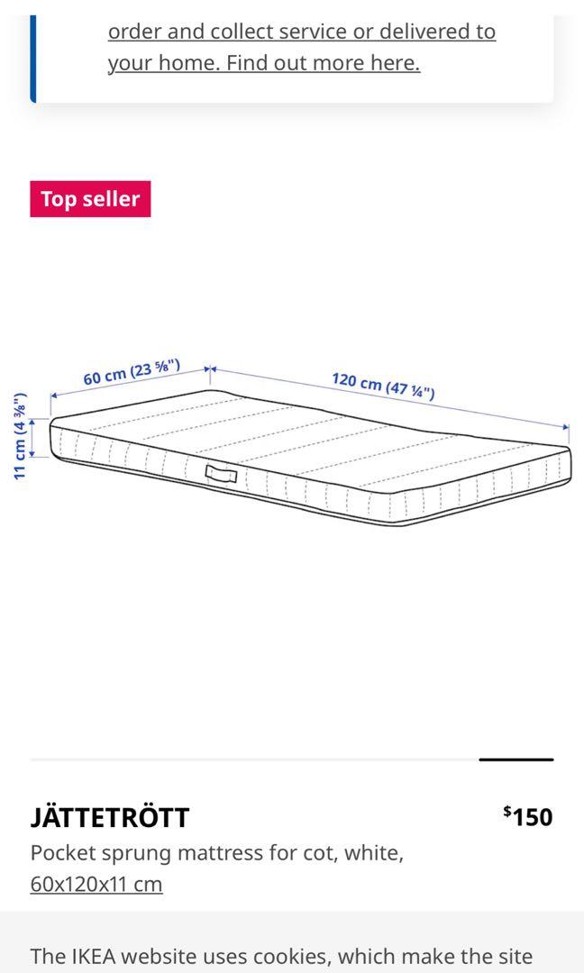IKEA JATTETROTT COT MATTRESS, Furniture & Home Living, Furniture, Bed