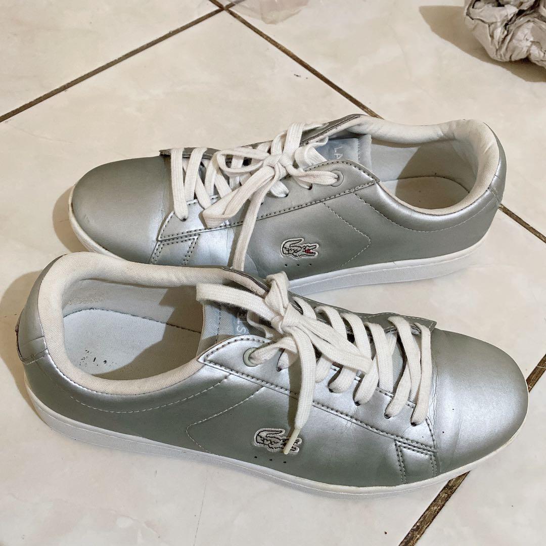 lacoste silver shoes