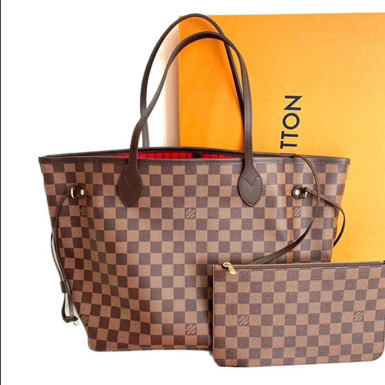 LV Louis Vuitton Neverfull MM Damier Ebene, Barang Mewah, Tas \u0026 Dompet di  Carousell