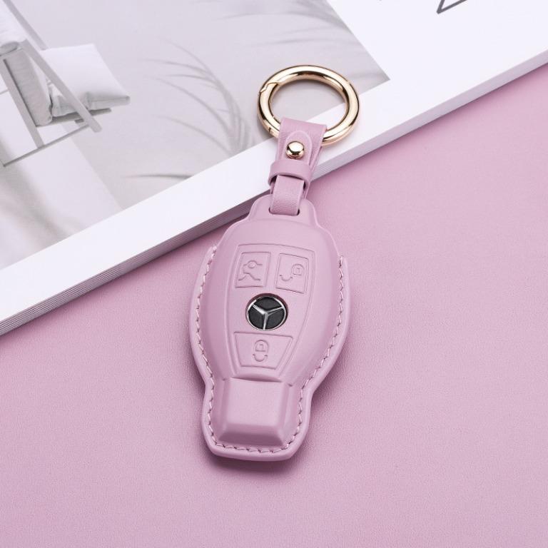 Mercedes Benz Pastel Leather Car Key Remote Cover, Veg Tan Pastel