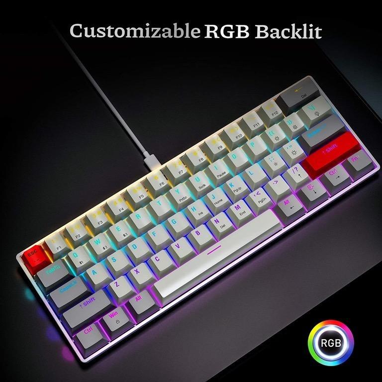 NEWMEN GM610 Gaming Keyboard 60% White & Grey with Additional Set