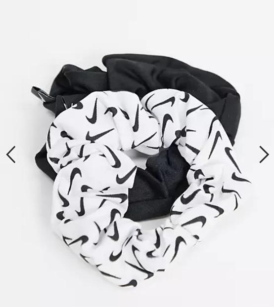 Nike 2 pack gathered hair ties in black swoosh print Women s