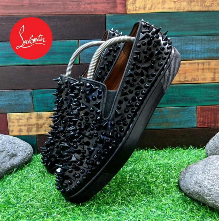 Sepatu Christian Louboutin Roller Boat Pik Pik Black Size 42
